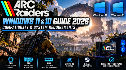 ARC Raiders Windows 11 and Windows 10 compatibility guide 2026 showing system requirements, CPU, GPU, RAM, DirectX 12, Steam support, and PC compatibility