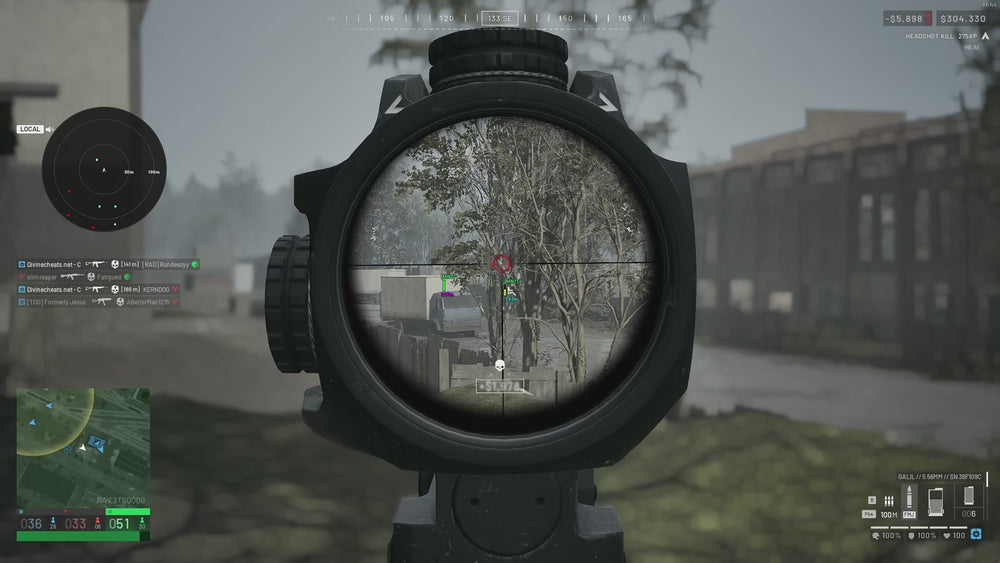 WARDOGS cheats gameplay video showing scoped targeting and player indicators