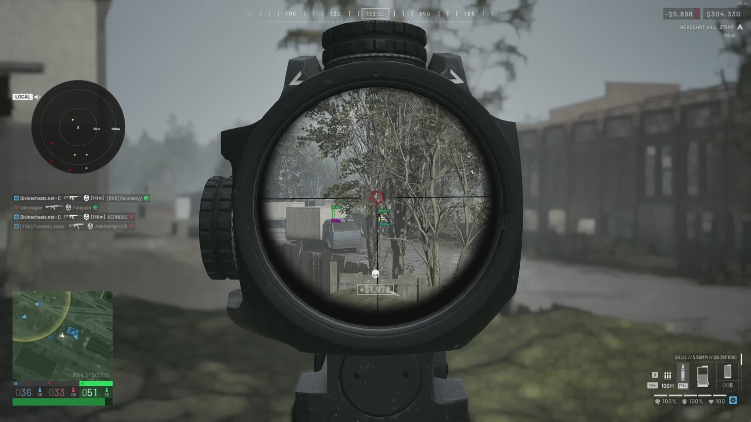 WARDOGS cheats gameplay video showing scoped targeting and player indicators