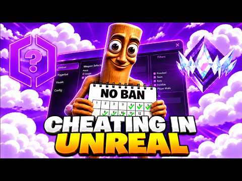 Fortnite cheats promotional video thumbnail featuring Tung Tung Sahur, cheat menu interface and Unreal rank